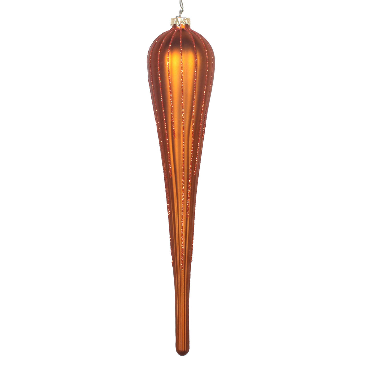 11" Copper Glitter Drop Ornament