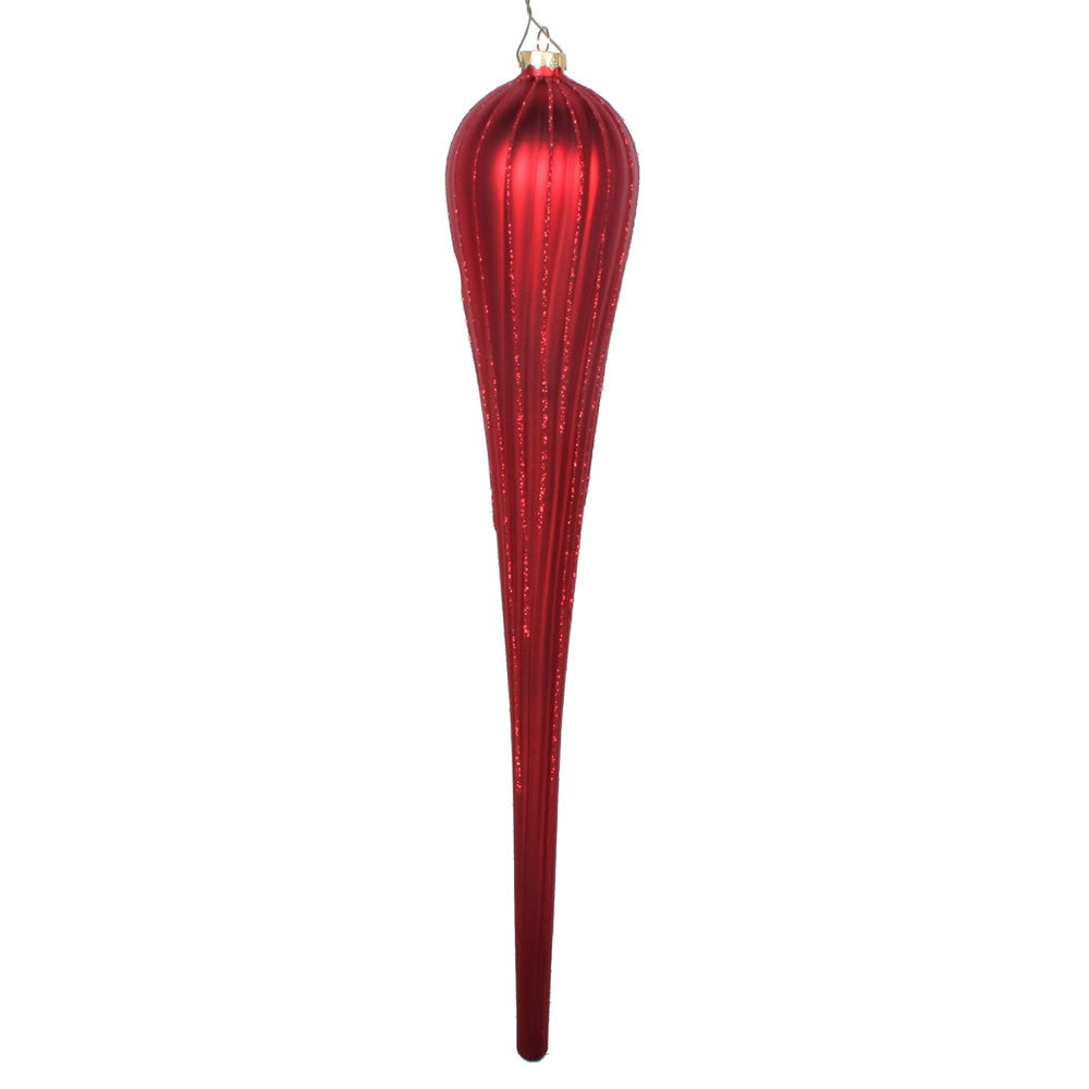 15.75" Red Glitter Drop Ornament