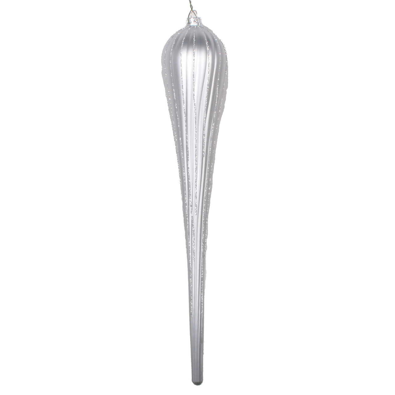 15.75" Silver Glitter Drop Ornament