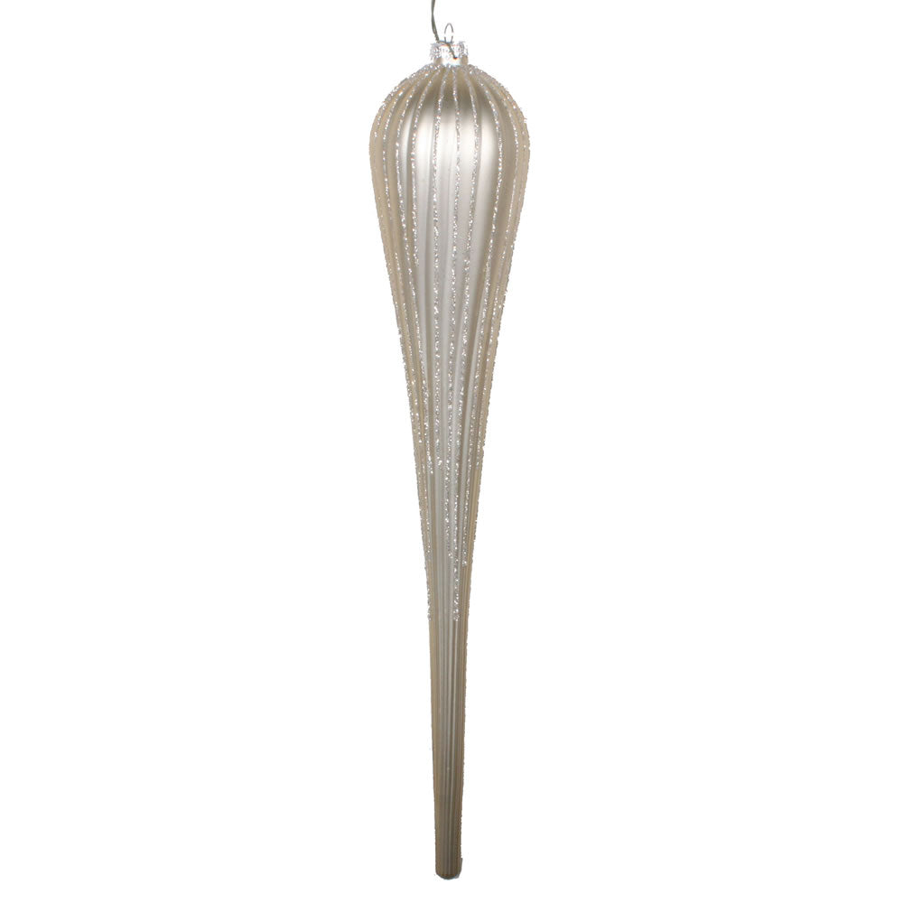 15.75" Champagne Glitter Drop Orn