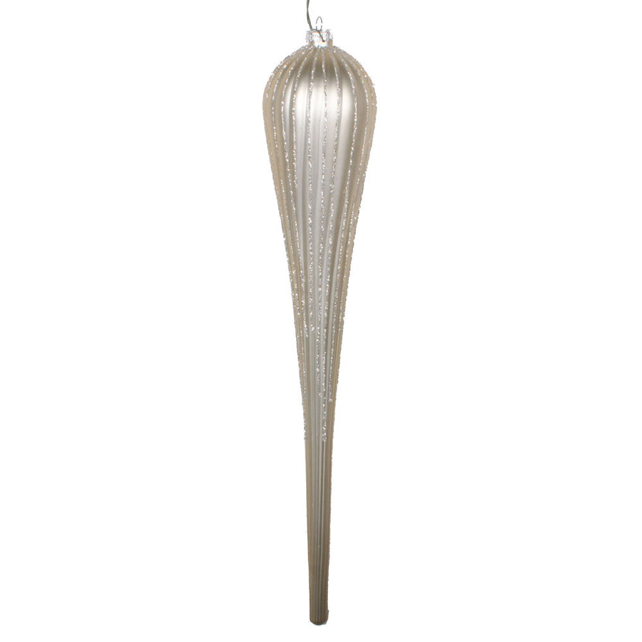 15.75" Champagne Glitter Drop Orn