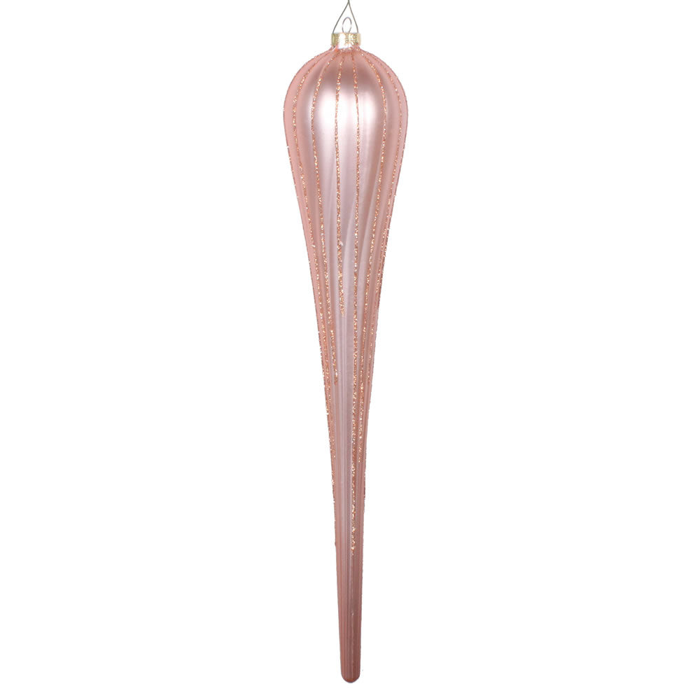 15.75" Rose Gold Glitter Drop Orn