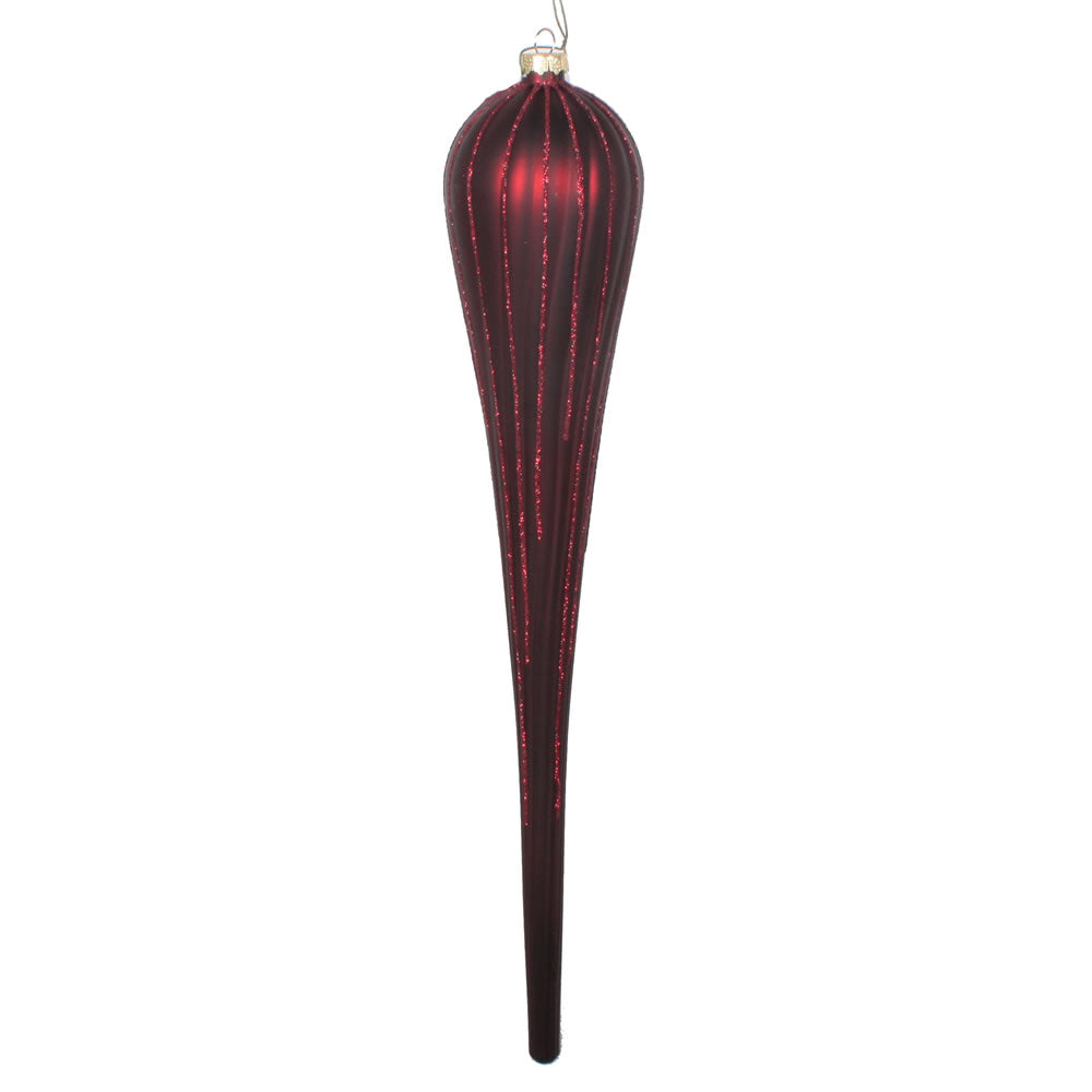 15.75" Burgundy Glitter Drop Orn