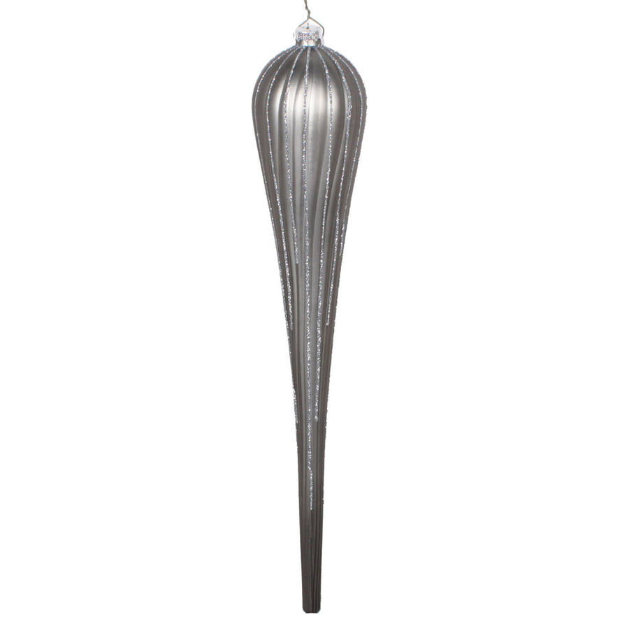15.75" Pewter Glitter Drop Ornament