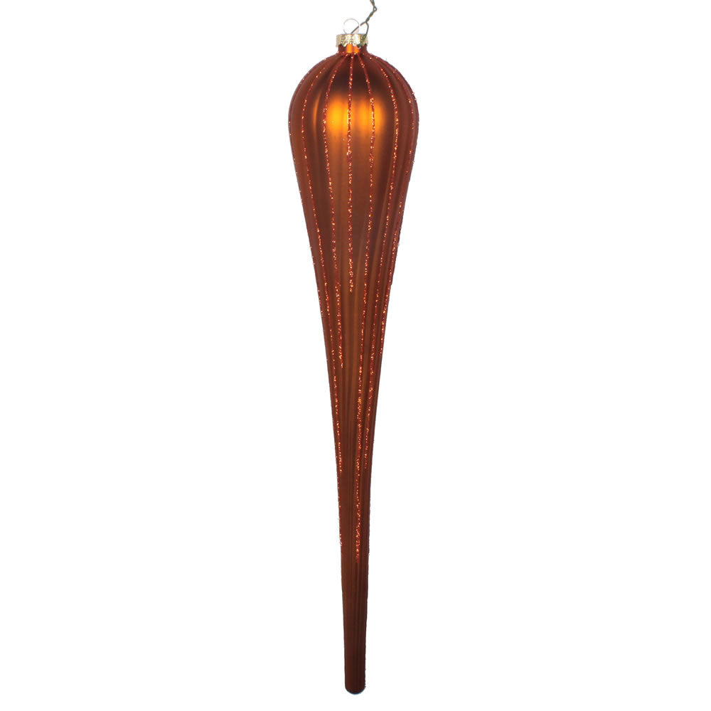 15.75" Copper Glitter Drop Ornament
