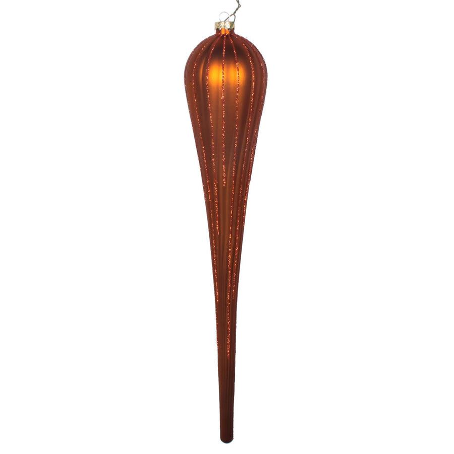 15.75" Copper Glitter Drop Ornament