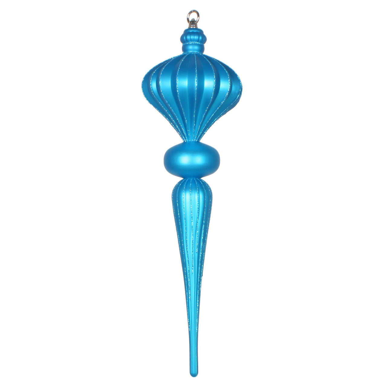 21" Turquiose Matte Glitt Diamnd Fin Orn