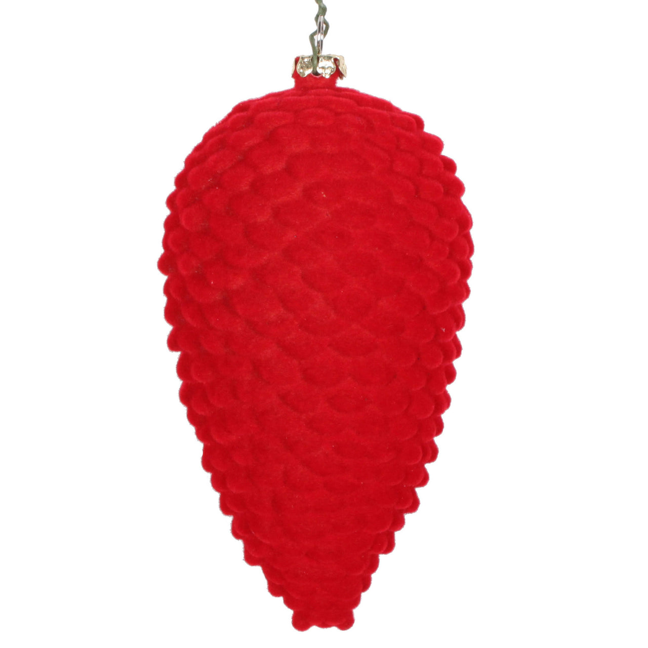 5" Red Flocked Pinecone Ornament