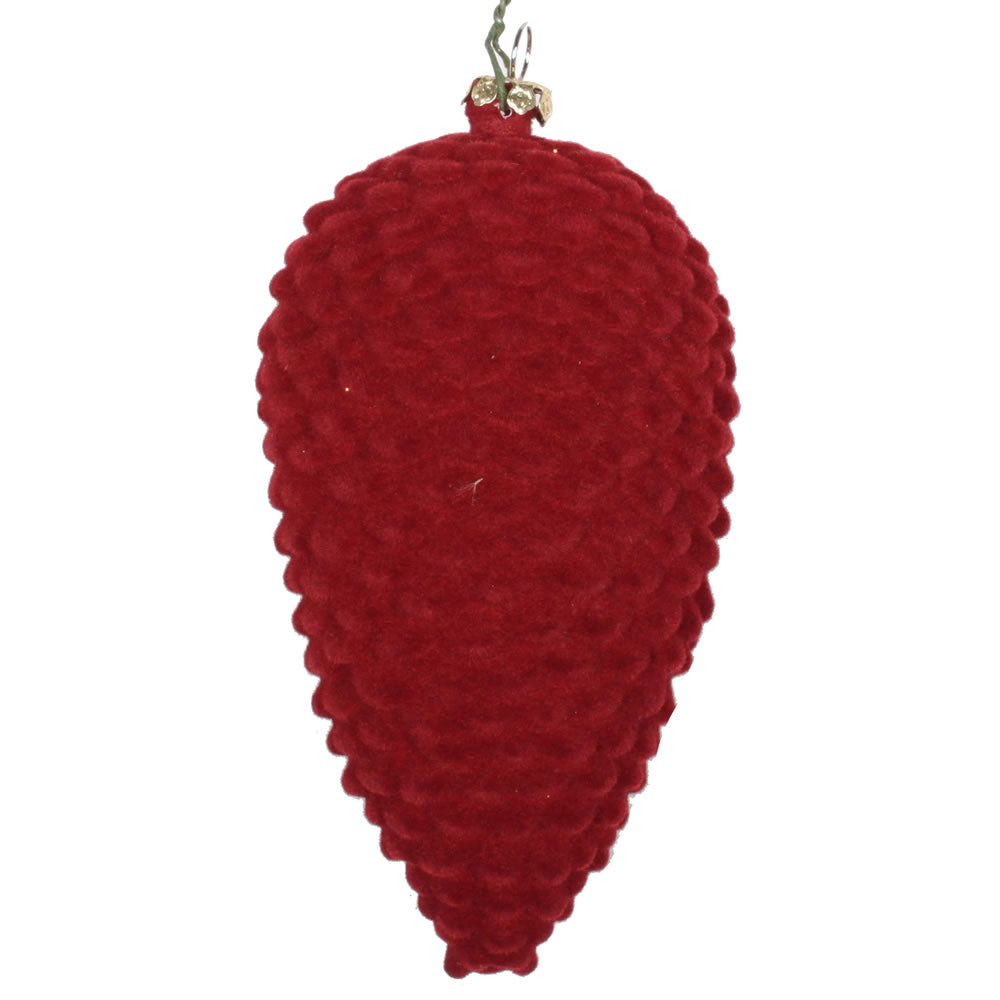 5" Burgundy Flocked Pinecone Orn
