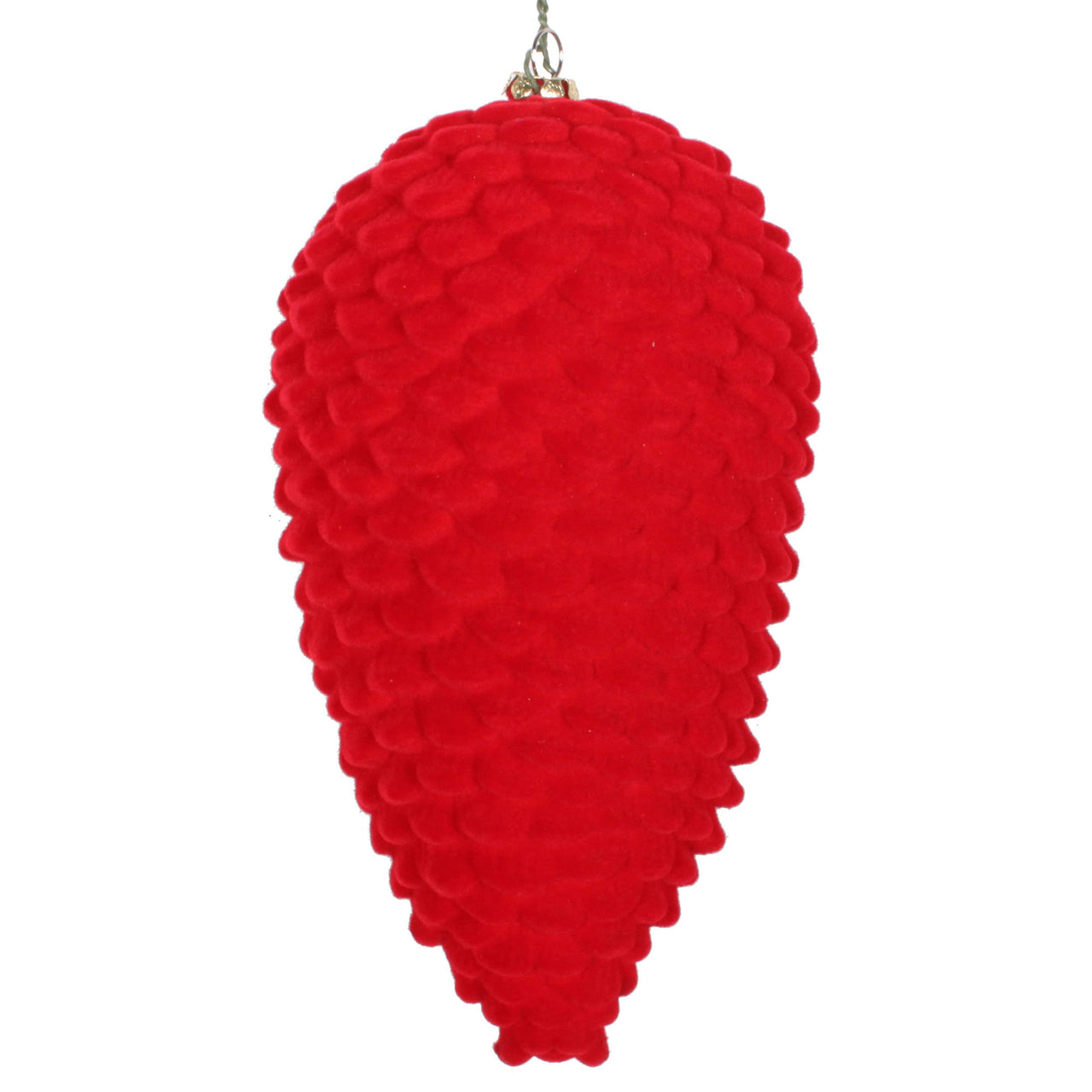 7" Red Flocked Pinecone Ornament