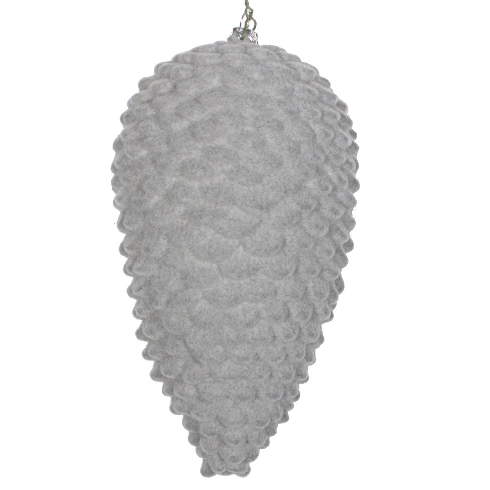 7" Silver Flocked Pinecone Ornament