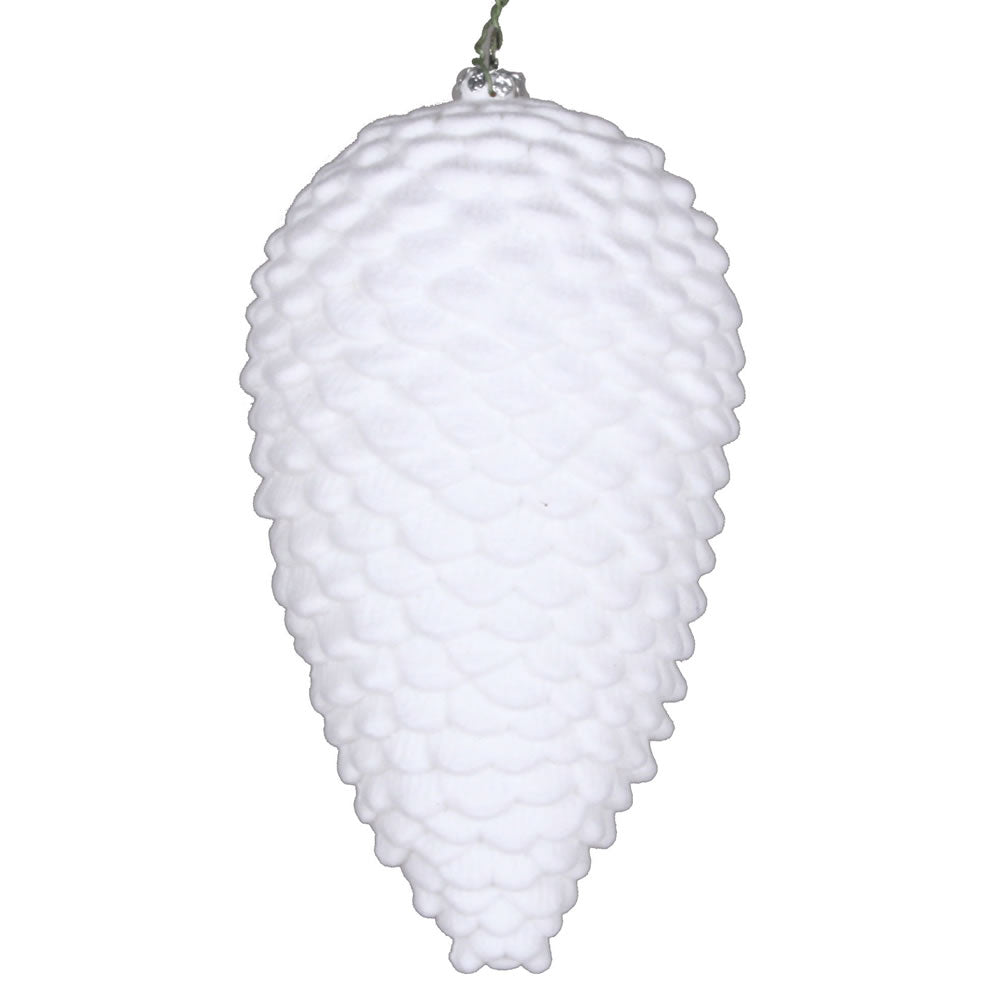 7" White Flocked Pinecone Ornament