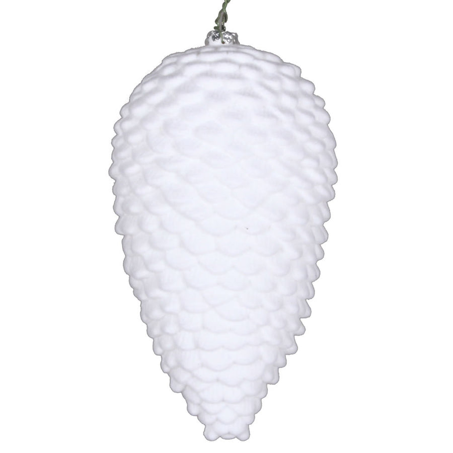 7" White Flocked Pinecone Ornament