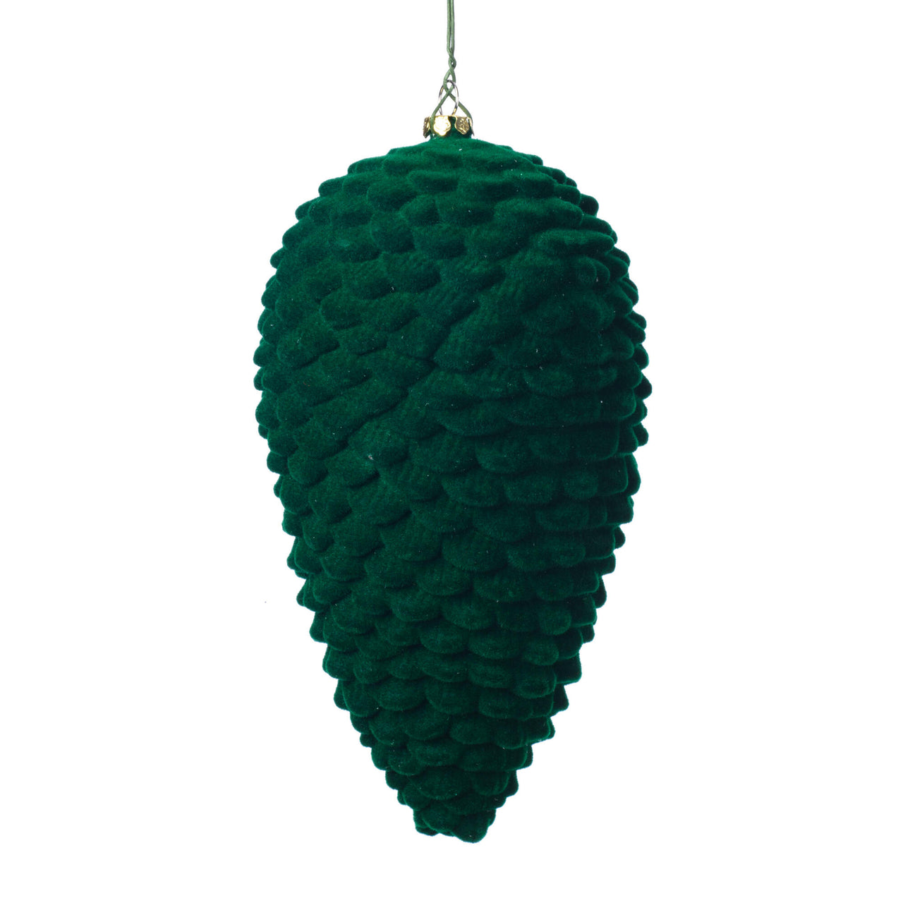 7" Emerald Green Flocked Pinecone