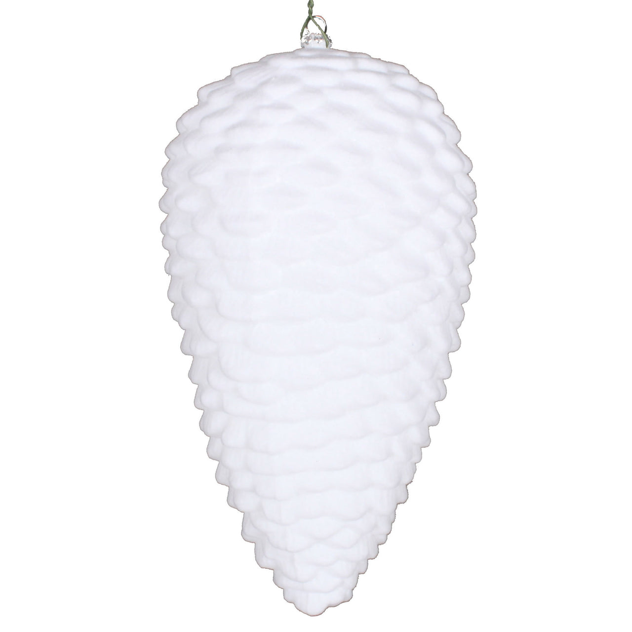 10" White Flocked Pinecone Ornament