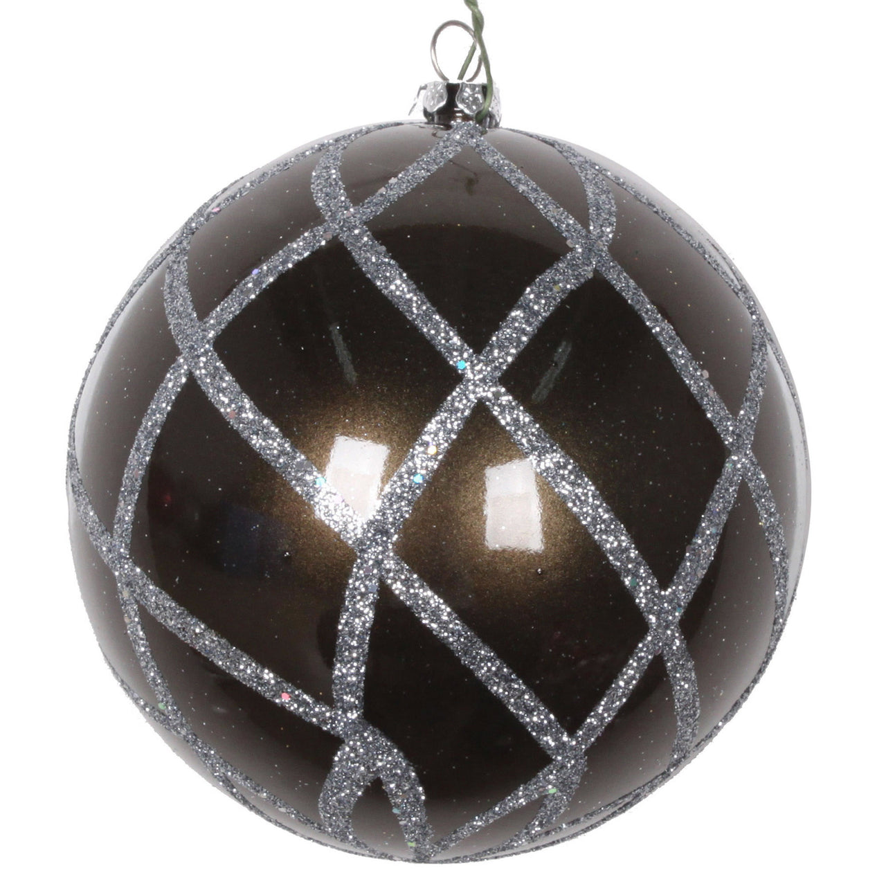 4" Pewter Candy Glitter Net Orn