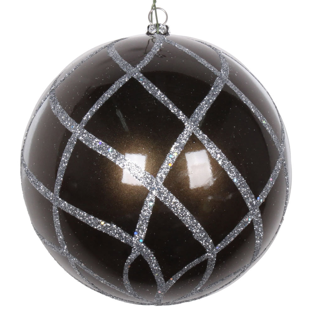 4.75" Pewter Candy Glitter Net Orn