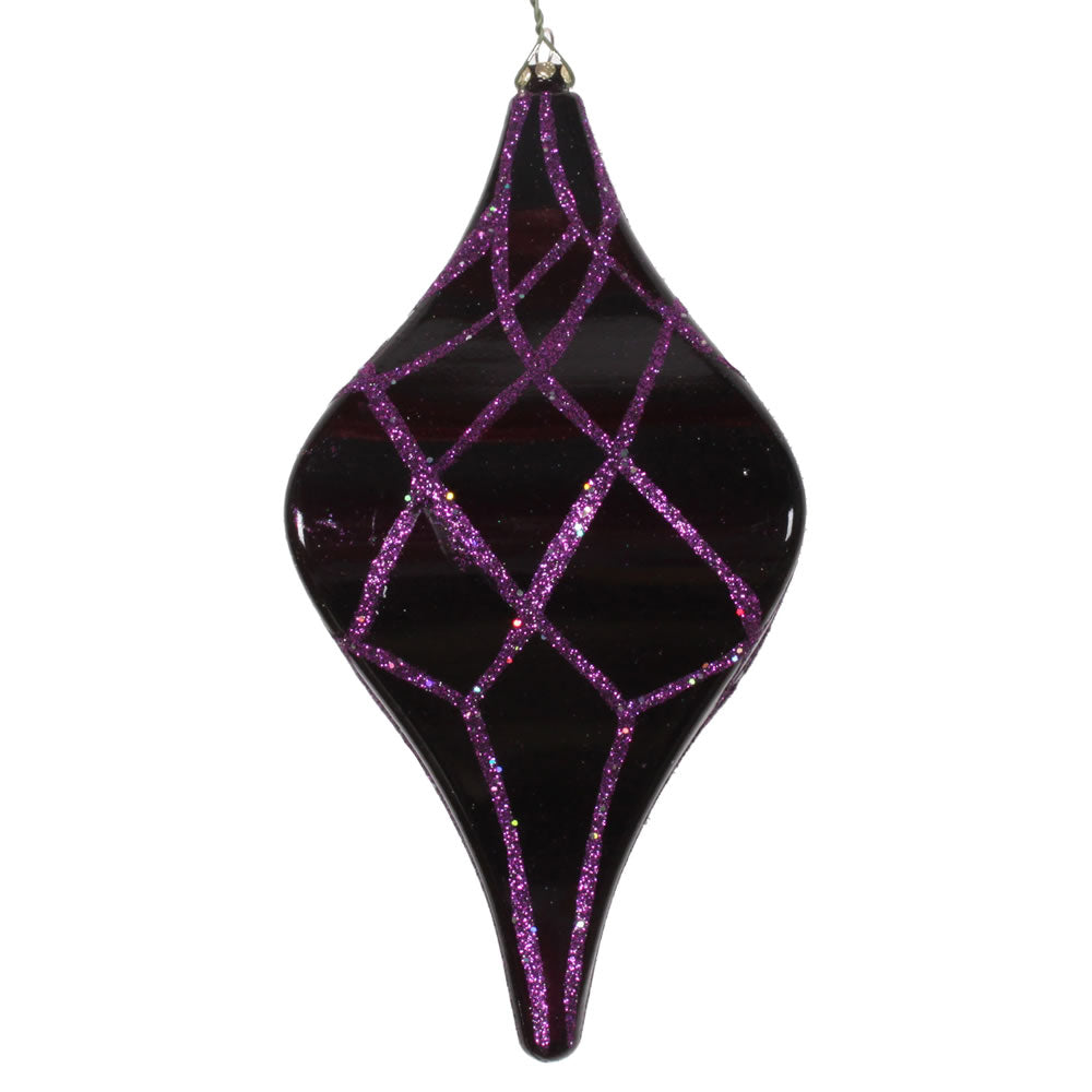 8" Plum Candy Glitter Net Drop Ornament