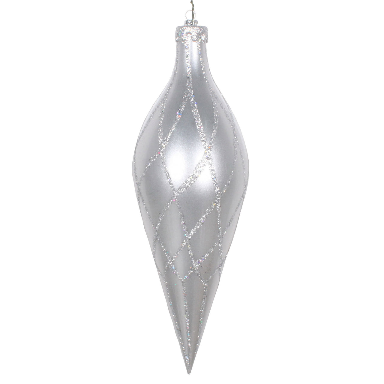12" Silver Glitter Net Finial