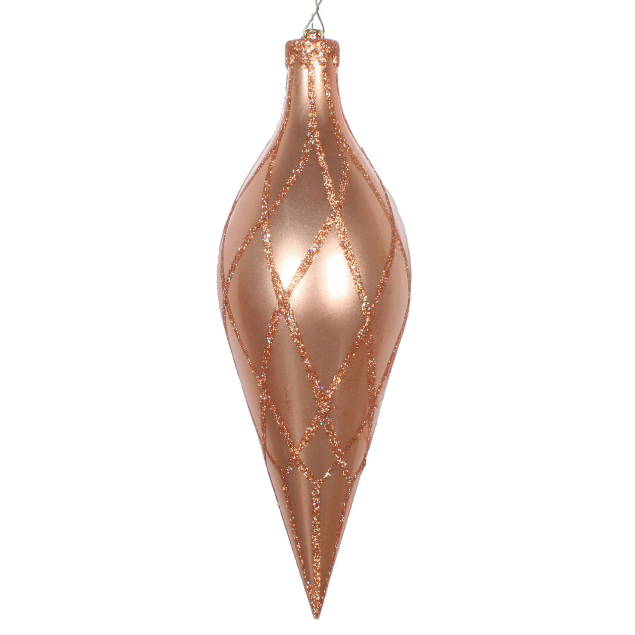 12" Rose Gold Glitter Net Finial
