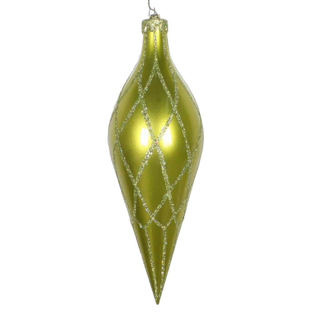 12" Lime Glitter Net Finial