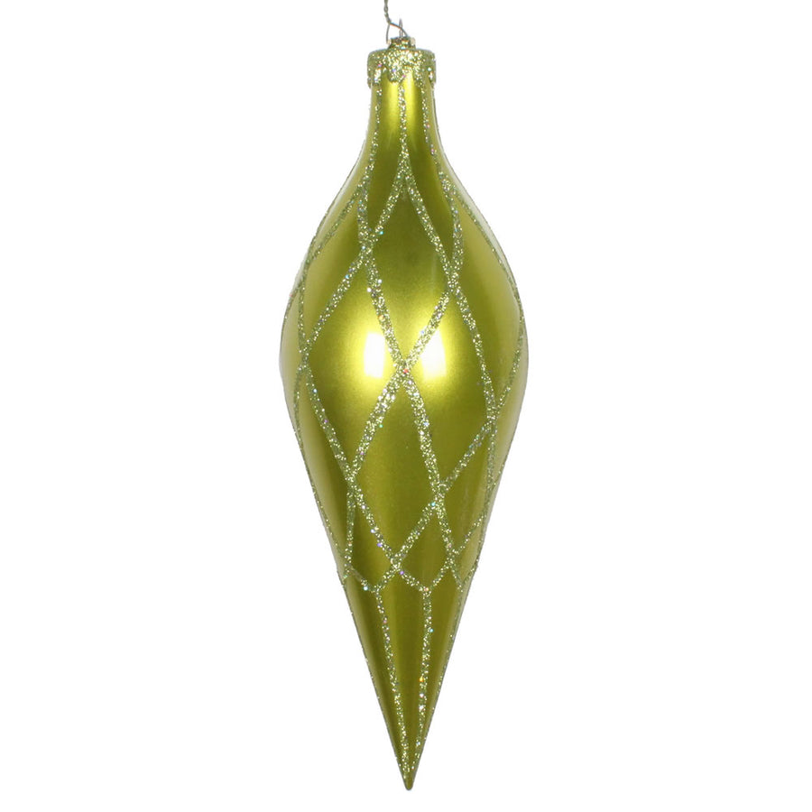12" Lime Glitter Net Finial