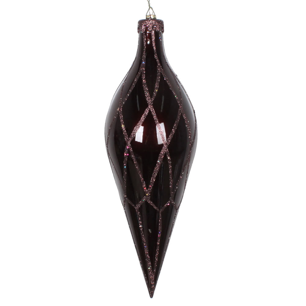 12" Chocolate Glitter Net Finial