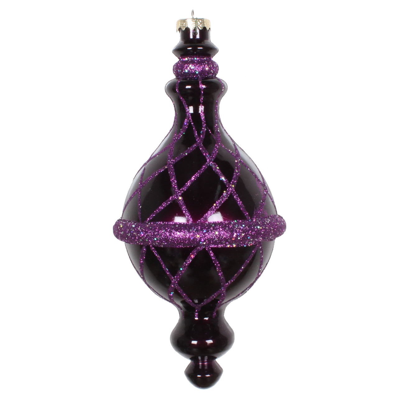 10" Plum Candy Glitter Net Drop Orn
