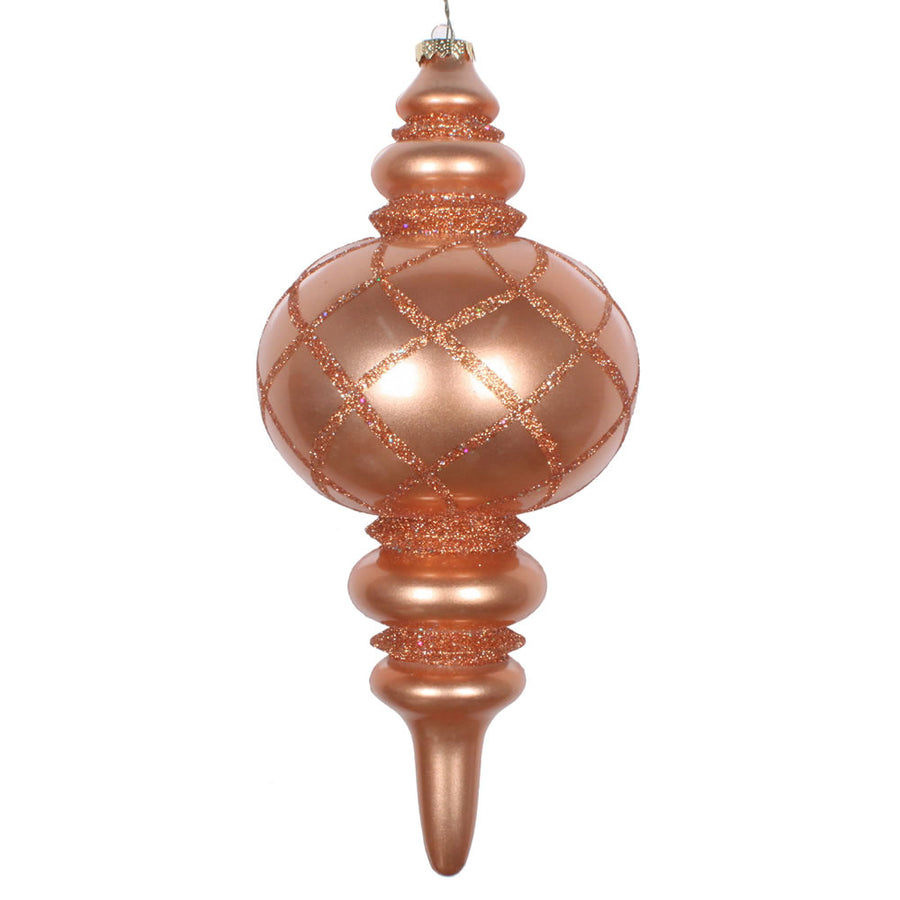 13" Rose Gold Candy Glitt Net Finial Orn