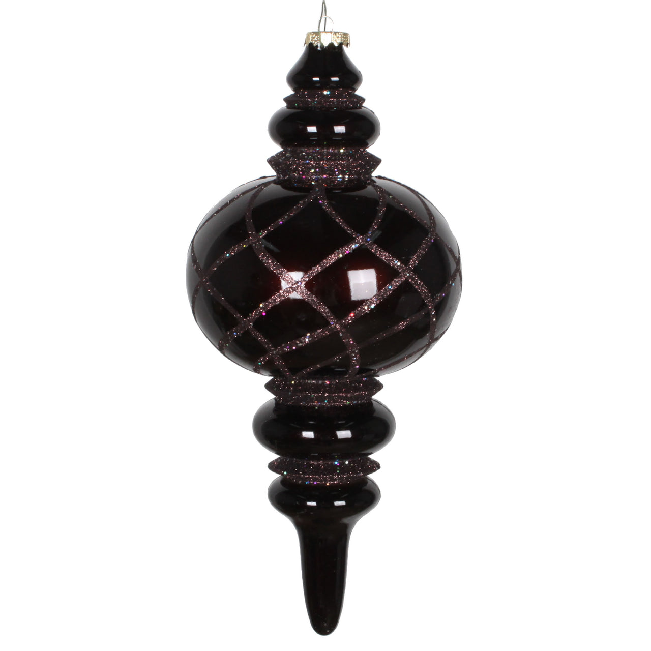 13" Chocolate Candy Glitt Net Finial Orn