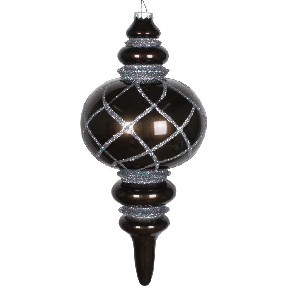 13" Pewter Candy Glitter Net Finial Orn