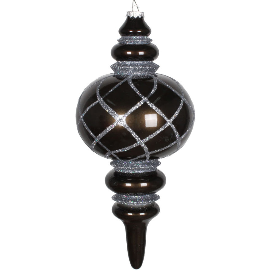 13" Pewter Candy Glitter Net Finial Orn