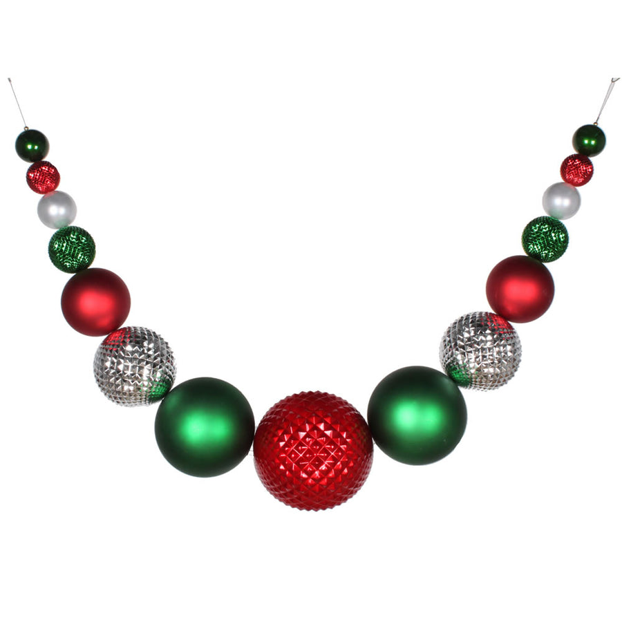 76" Red Silver Green Ornament Swag
