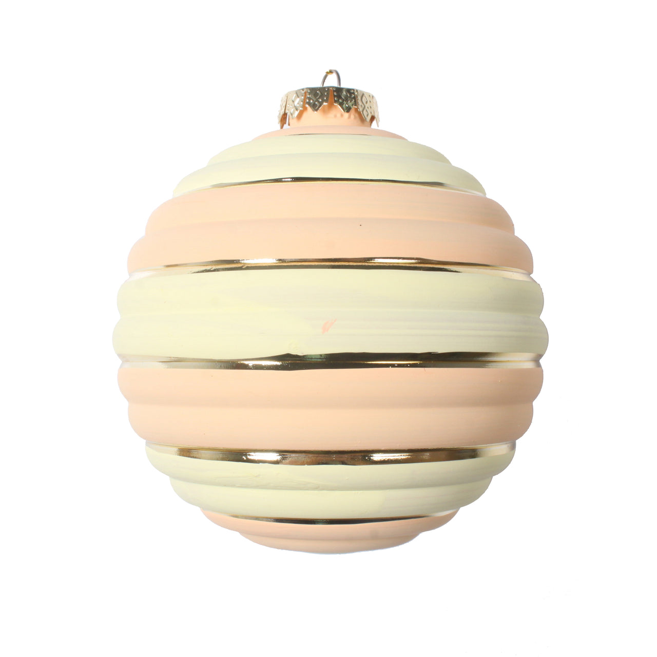 4" Peach Horizontal Stripe Ball Orn