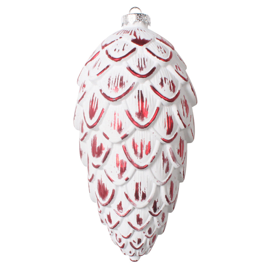 8" Red Brushed Pinecone Ornament