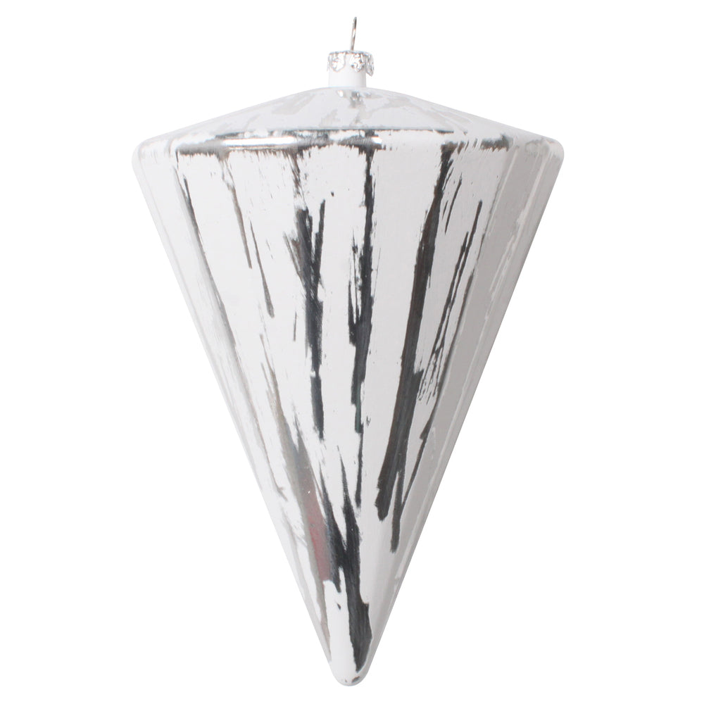 6" Silver Brushed Cone Ornament