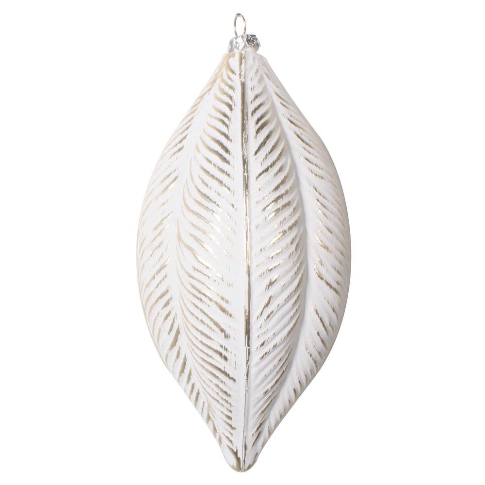 6" Champagne Brushed Feather Orn
