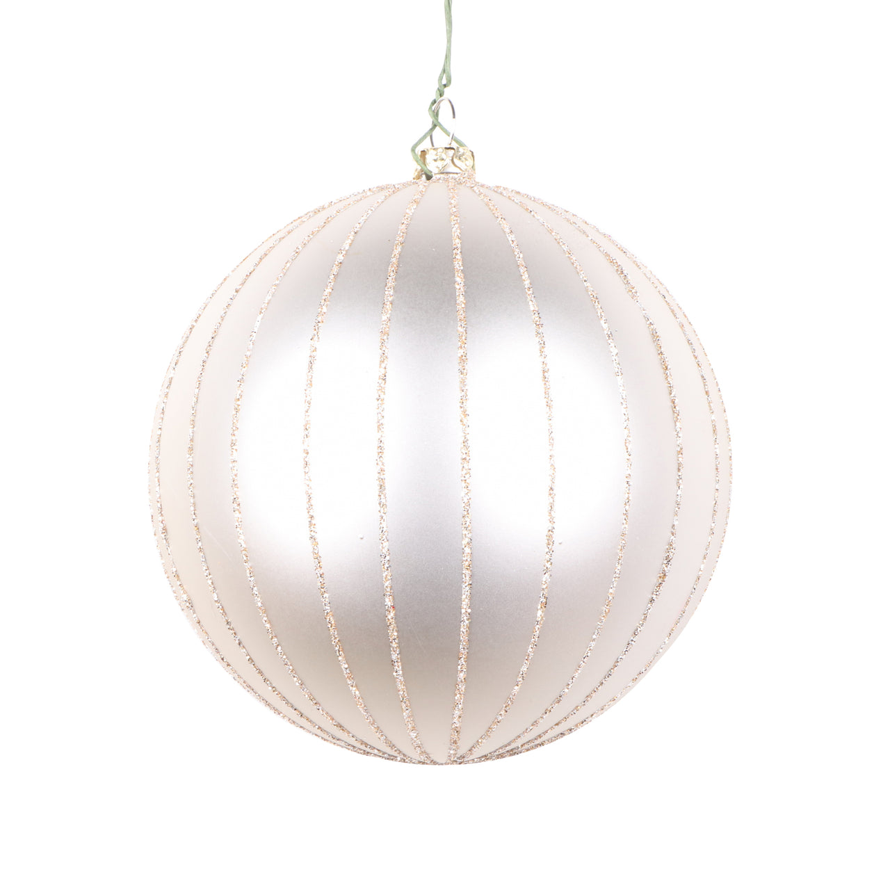 4" Oat Matte Glitter Ball Ornament