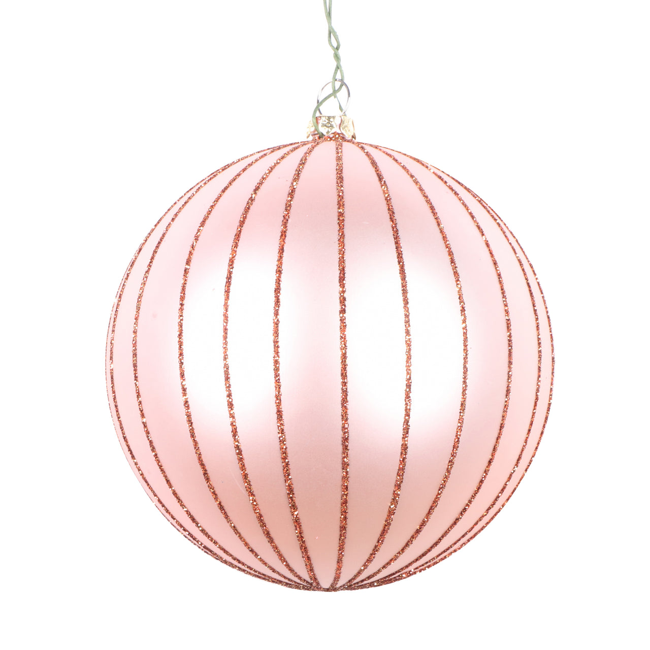 4" Rose Gold Matte Glitter Ball Orn