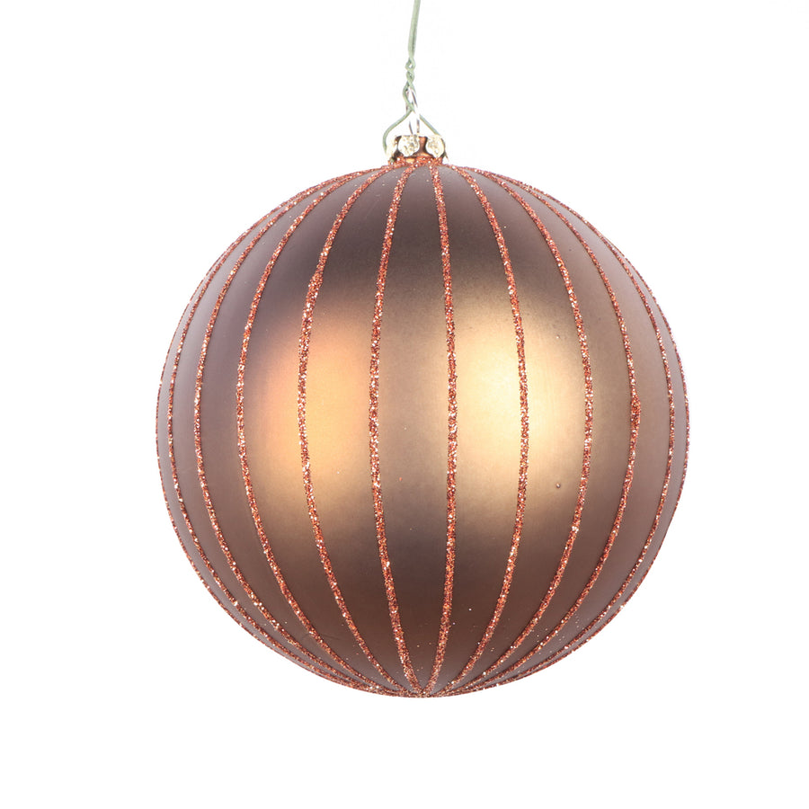 4" Mocha Matte Glitter Ball Orn