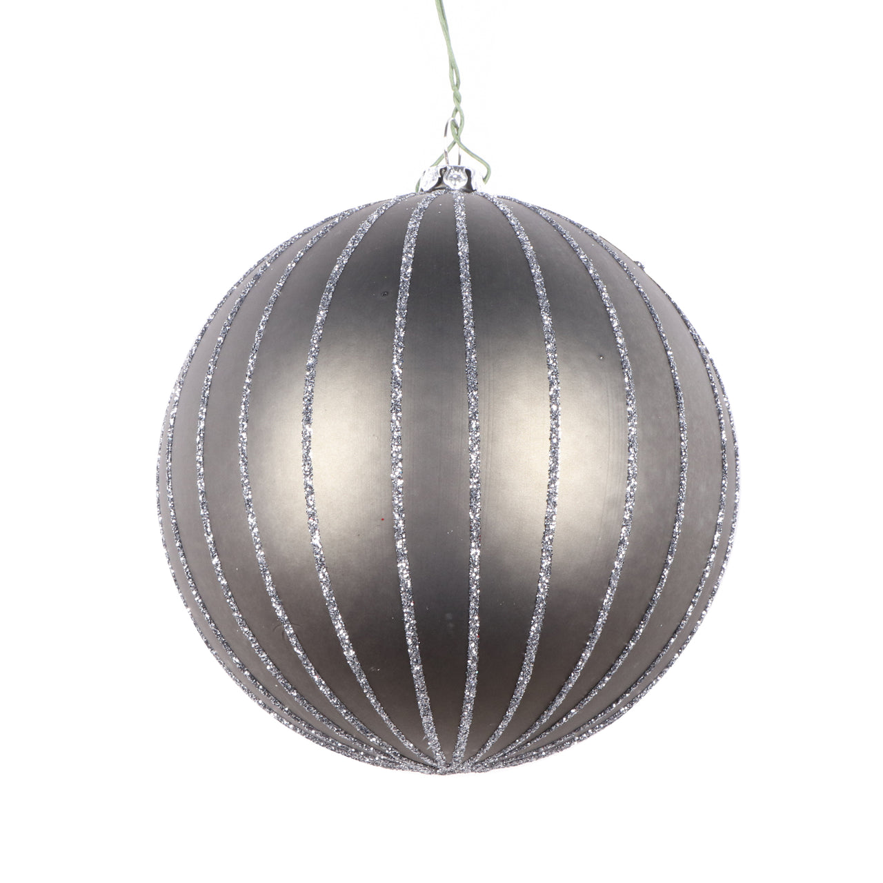 4" Pewter Matte Glitter Ball Orn