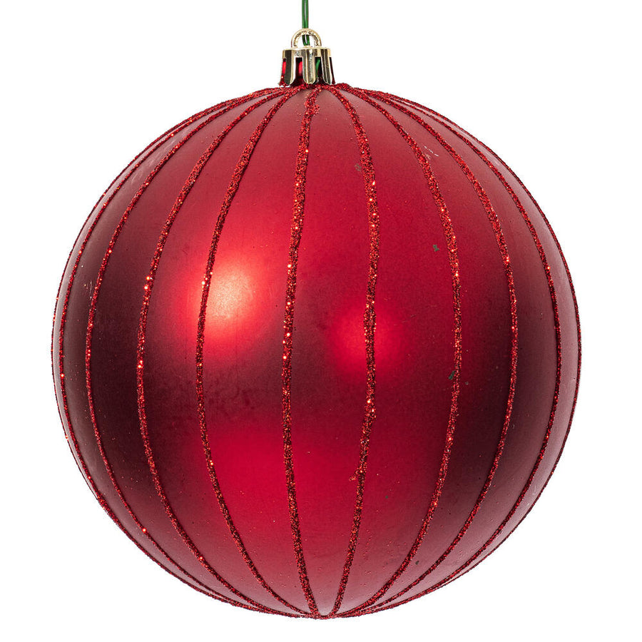 5" Red Matte Glitter Ball Ornament
