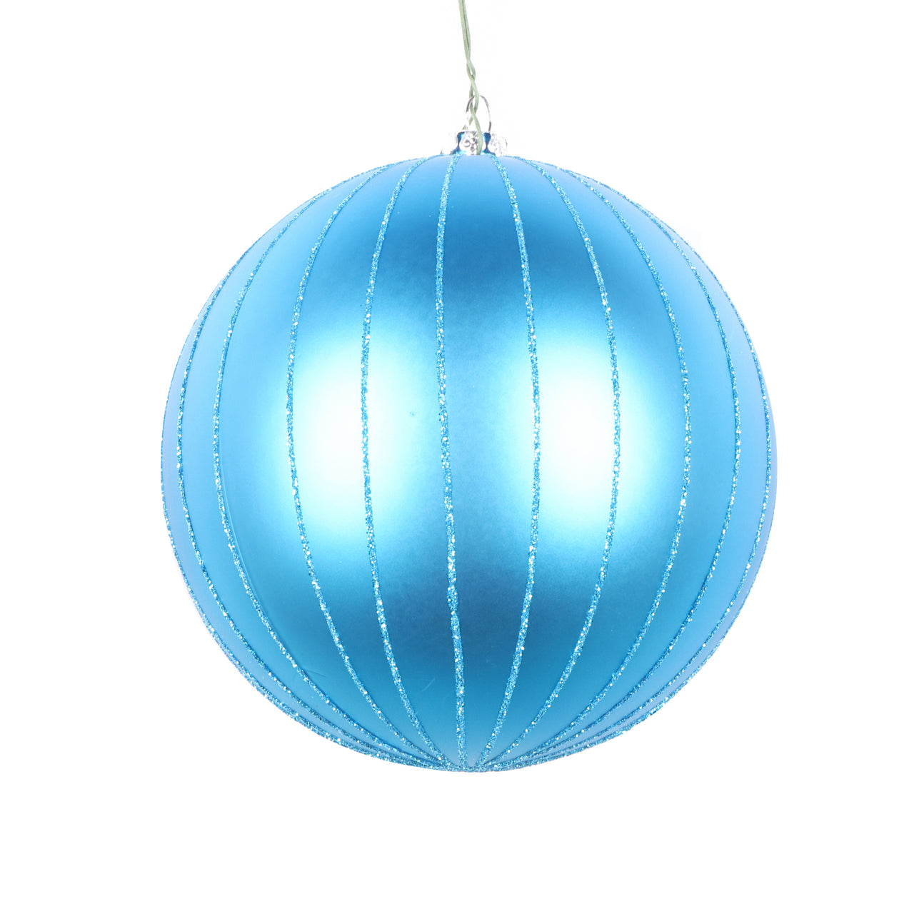 5" Turquoise Matte Glitter Ball Orn