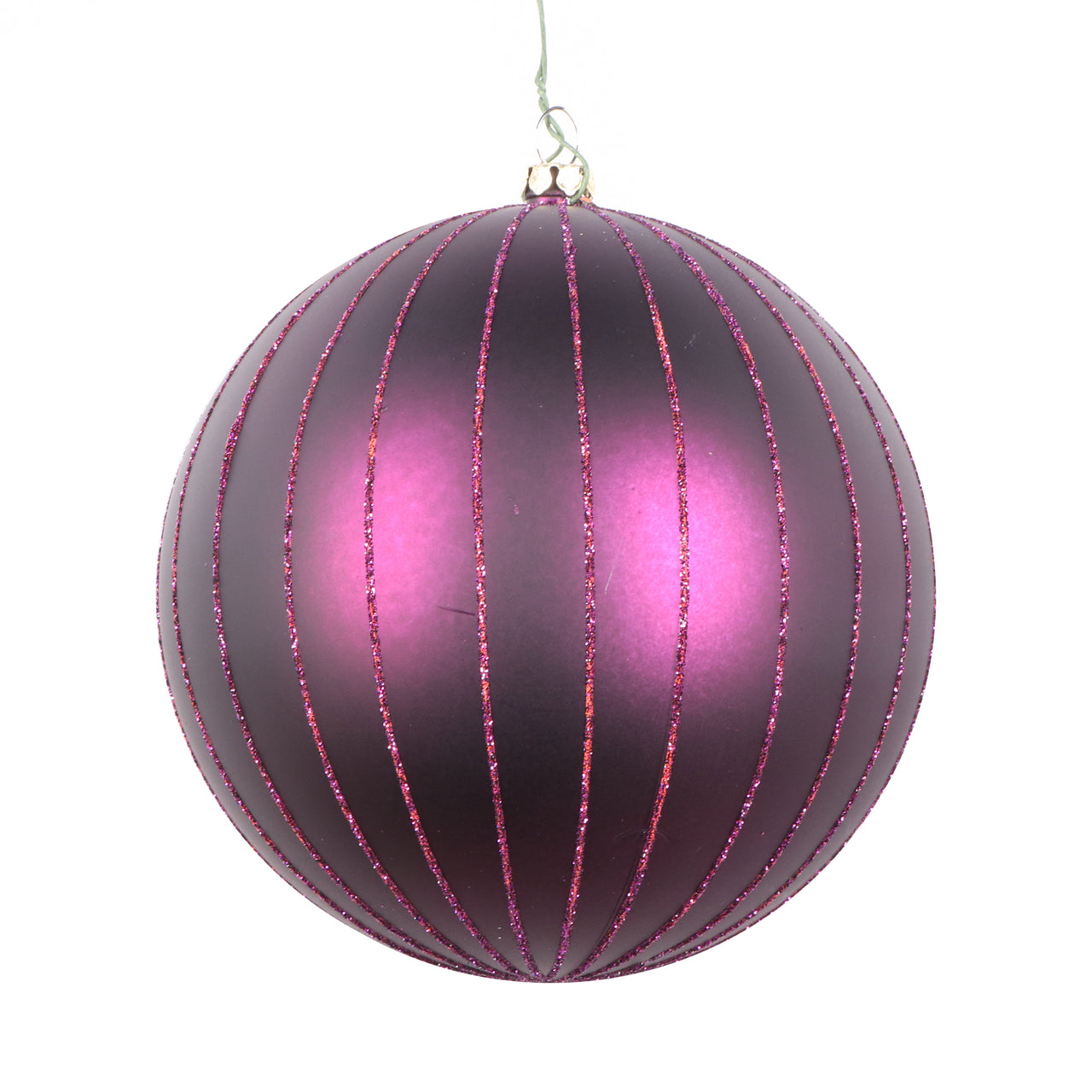 5" Plum Matte Glitter Ball Orn