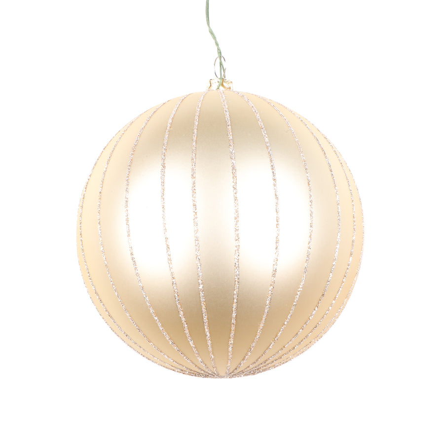 5" Champagne Matte Glitter Ball Orn