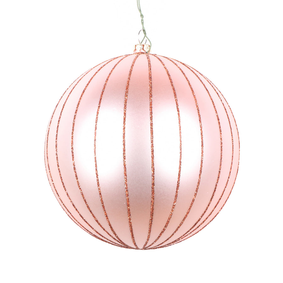 5" Rose Gold Matte Glitter Ball Orn