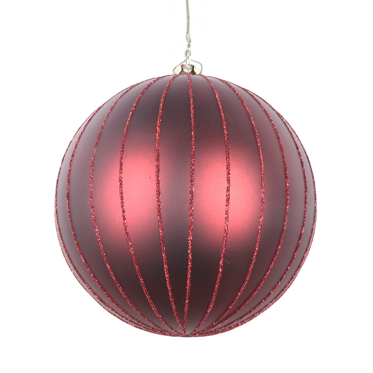 5" Burgundy Matte Glitter Ball Orn