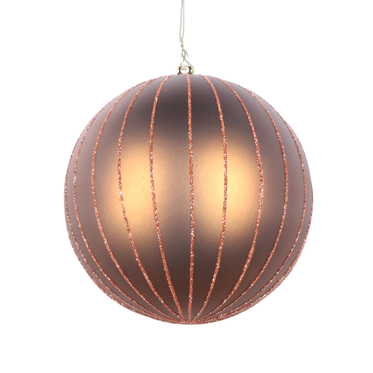 5" Mocha Matte Glitter Ball Orn