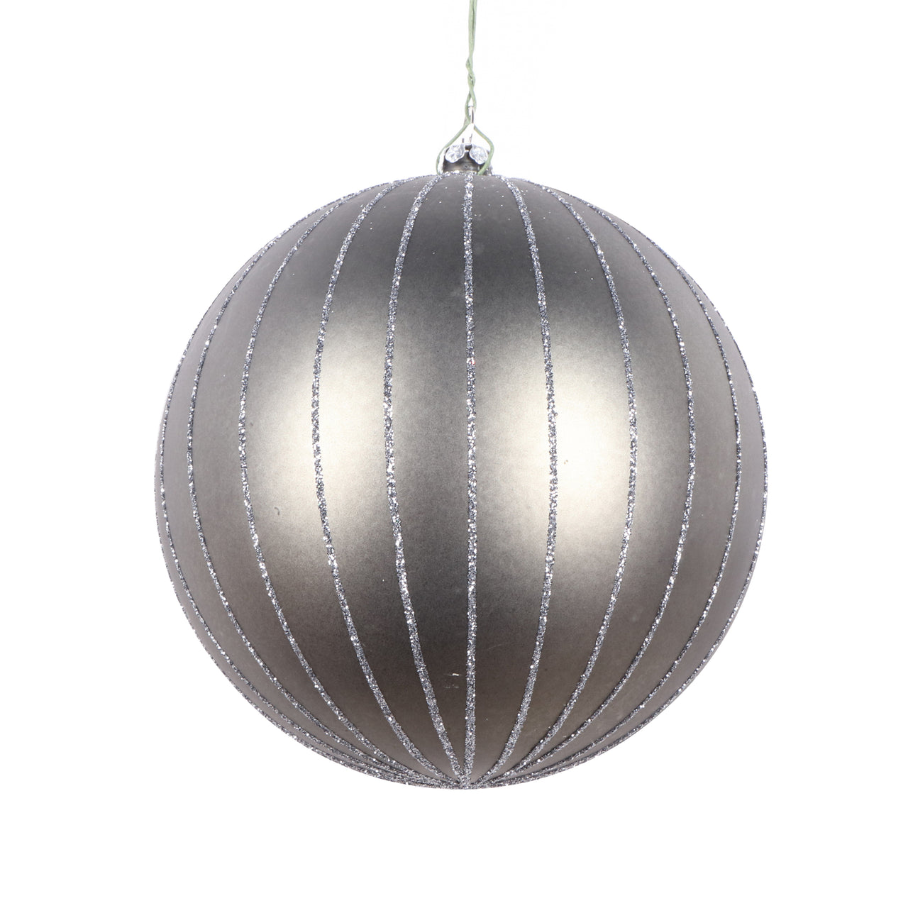 5" Pewter Matte Glitter Ball Orn