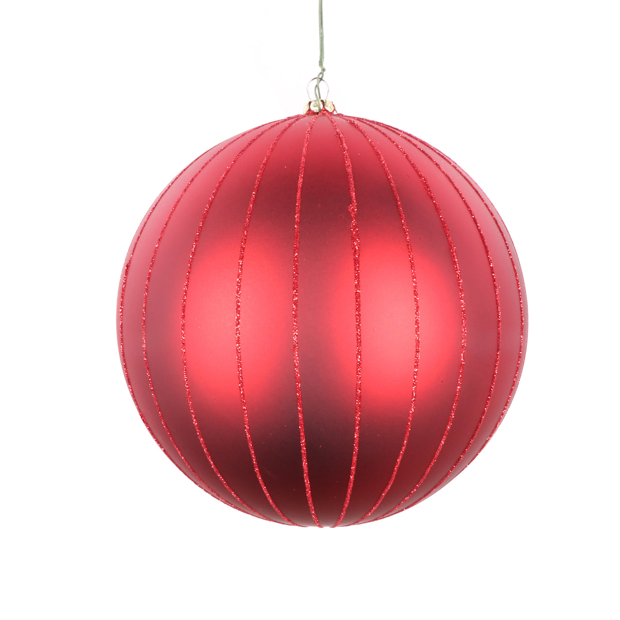 6" Red Matte Glitter Ball Ornament
